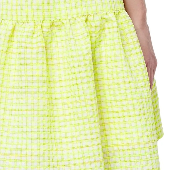 Corey Lynn Calter Piper Mini Dress Yellow Size S 4 6 Cotton Ruffle Hem - Picture 2 of 5